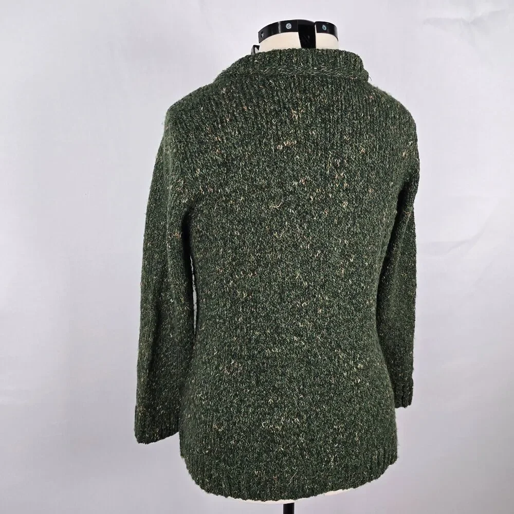 Charter Club Cardigan Women's 0X Green Button Closure V-Neck Lay Flat Collar